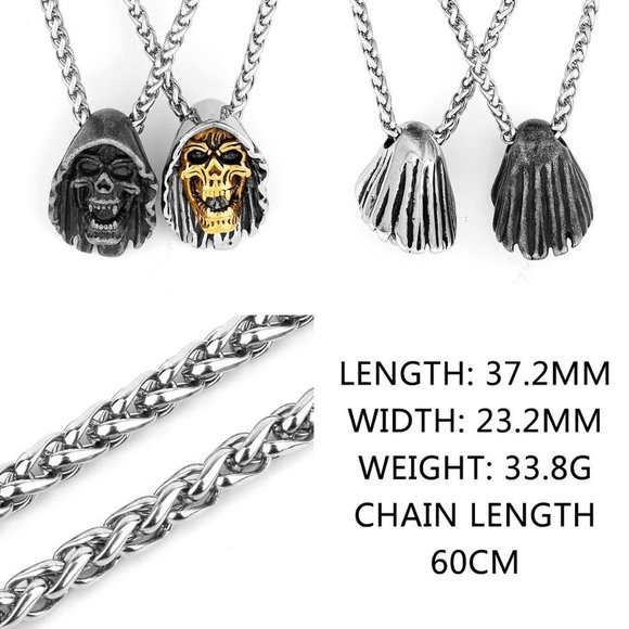 ❤️Stainless Steel Silver Skull Pendant Necklace for Men/Women, GP1231003 - Picture 10 of 11